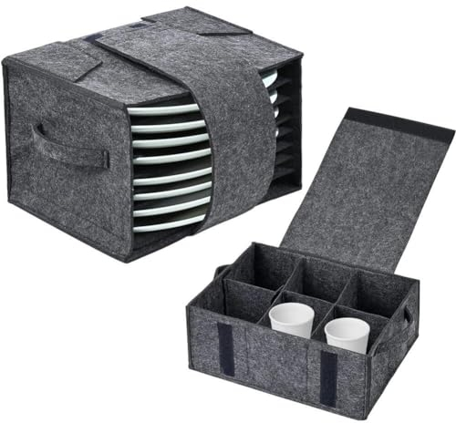 Generic Plate Holders Felt with Cup Holder Motorhome Camping Glass Carrier for Drinking Glasses Wine Glass Holder Tableware