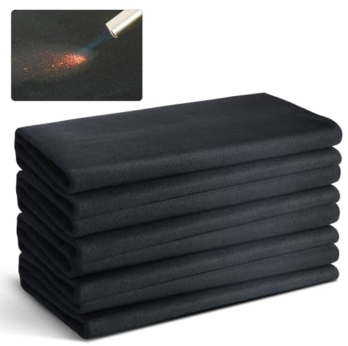 VEVOR Couverture de Soudage Ignifuge, Lot de 4 Couverture Anti-feu Fibre de Carbone 950x910 mm Résistante à la Chaleur 982 ℃ Tapis Isolant Découpable pour Protection Contre Étincelles, Éclaboussures