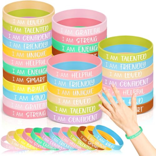 Luinabio 36 Pcs Motivational Silicone Rubber Bracelets, 12 Styles | Inspirational Wristbands, Unisex Stretch Quote Rubber Wristbands, Graduation Party Prize, Motivational Gift for Adults Teens