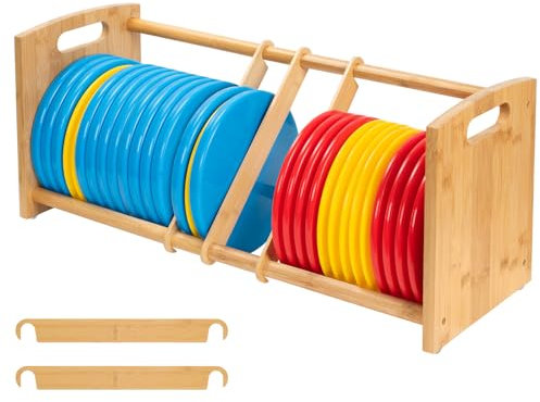Bamboo Disc Golf Storage Rack, Disc Golf Rack Stackable Storage for Sports Discs Storage, Essential Disc Golf Accessories with 40+ Disc Capacity, Discs Not Included, With Screwdriver Accessory