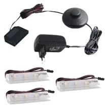 ledomec LED Glasbodenbeleuchtungs Set Mit 1-6 Clips (warmweiß 3000K, 3er komplettset mit Fußdruckschalter)