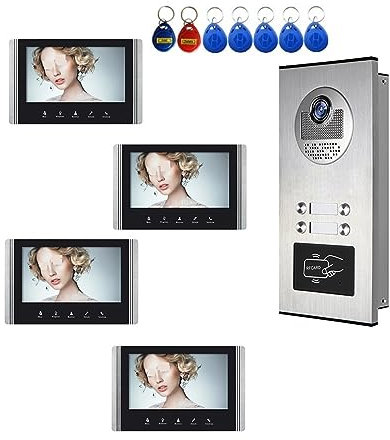 nmbhus Videocitofono WiFi Da 7 Pollici For 2~12 Appartamenti Sistema Di Controllo Accessi Porta Sblocco Remoto Intelligente, Chiamata E Monitoraggio(Size:C KIT)