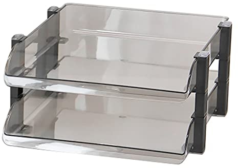 WOHPNLE Bandeja para Cartas De Archivos De Escritorio, Estante para Documentos Clasificados En Capas, Estante Acrílico para Almacenamiento De Oficina(Negro-2 Capas)