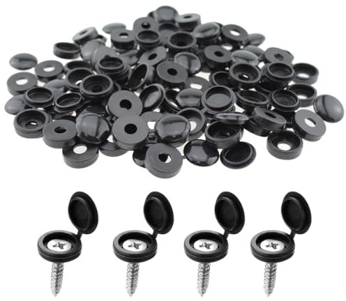 100 Stücke Klappschraube Abdeckkappen aus Kunststoff, Scharnier-Schraubenkappen Klapp Schraube Abdeckkappen Kunststoff Schraubkappen Falt Schraube Schnappdeckel Unterlegscheibe Flip Tops