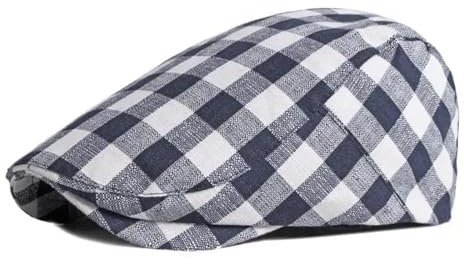 YUEZHAN Barett Baskenmützen Für Herren Baumwolle Einfarbig Karierte Newsboy-Kappen Flache Kappe Männer Frauen Maler Beret Hüte 55-59Cmwear Navy