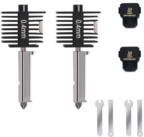 Lot de 2 mini kits de mise à niveau A1 Hotend - Tête d'impression 3D - Bloc chauffant d'extrémité chaude avec buse en acier trempé de 0,4 mm et chaussettes en silicone - Pour laboratoire de bambou