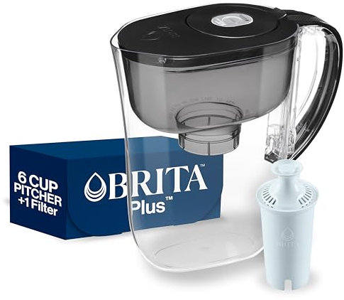 Brita Small 6 Cup Water Filter Pitcher, 1 BritaPlus Filter, Metro, Black (Package May Vary)
