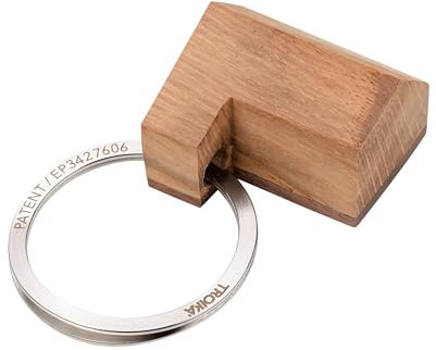 TROIKA Schlüsselanhänger Holz-Haus BAUMHAUS aus Eichen-und Walnussholz aus nachhaltiger EU-Forstwirtschaft und patentierter Öffnungsmechanismus NAIL GUARD fingernagelschonend