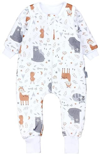 TupTam Baby Schlafsack mit Füßen und Ärmeln – Ganzjahres Schlafsack Baby 2.5 TOG, OEKO-TEX zertifiziert, Farbe: Wilde Tiere, Größe: 116-122