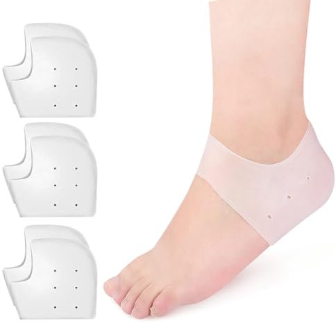 IKOPFLN Lot de 3 paires de coussinets de talon en silicone pour fasciite plantaire et tendinite d'Achille - Soulage les douleurs au talon pour homme et femme