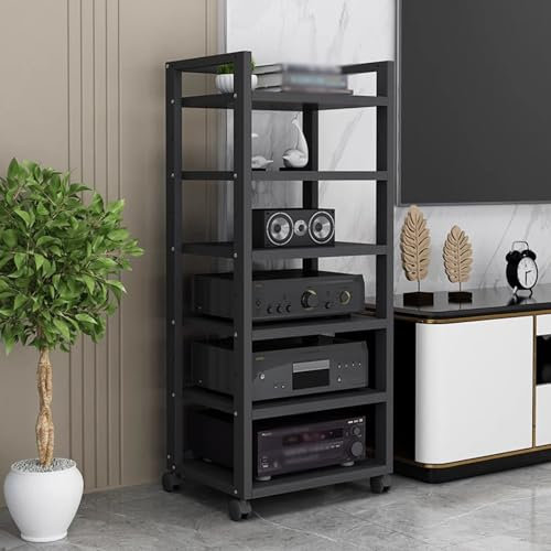 5/6-Tier Living Room Multimedia Audio Stand, Floor-Standing Modern Stereo Components Unit Rack, Open AV Receiver DVD Player Storage Cabinet for Kitchen Home Theater, Bookshelf(6 Tier-B)