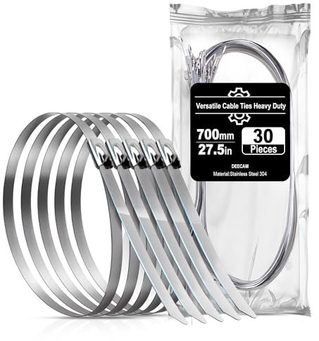 Fascette Metalliche in Acciaio Inox,700x10mm,30Pz Deecam Fascette Stringicavo per Cavi Elettrici,Giardinaggio, Tende da Sole e Avvolgimenti Scarico,Fascette per Cavi Elettrici e Tubi