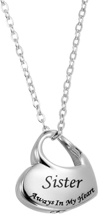 sourcing map Heart Cremation Necklace for Ashes Sister, Urn Ash Memorial Cremation Necklaces Waterproof Keepsake Pendant with Funnel Kit for Ashes of Loved Ones (Silver Tone)