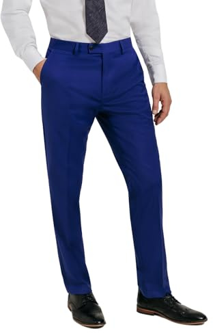 Dobell Mens Bright Blue Suit Trousers Regular Fit