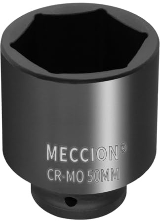 Meccion Douille à choc 1/2 50 mm, métrique, 6 points Cr-Mo profonde, longueur 78 mm