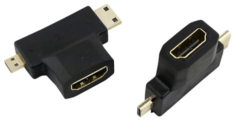 RHINORO 2 Pack, 2-in-1 Adapters for converting Standard HDMI to Micro Or Mini HDMI Cable, Support 4K @ 30Hz, for DSLR Mirrorless Digital Camera Projector