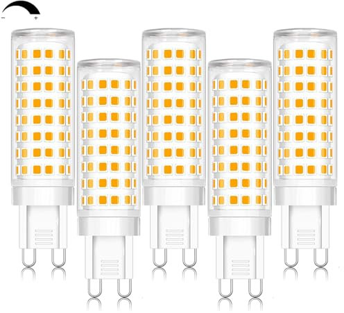 ZYGODLUK Ampoule LED G9 10W, Dimmable G9 LED Ampoule équivalen 100W Halogène Led, Blanc Chaud 2700K, CRI>80, AC 220-240V, Lot de 5