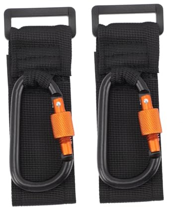 ERINGOGO 2 Stück Kinderwagenhaken zum Aufhängen von Wickeltaschen und Einkaufstüten Robuster D-haken mit Sicherheitsverschluss in Schwarz Orange Kinderwagen Zubehör für Mehr Tragekomfort