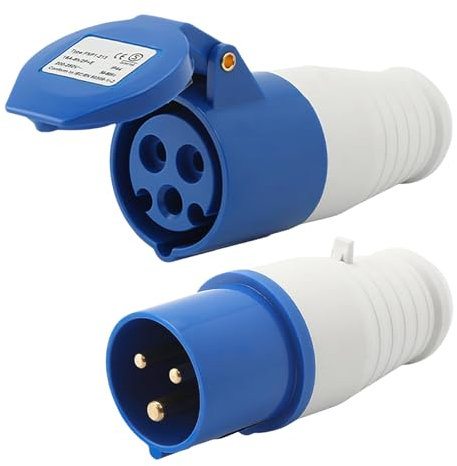 2Pcs 16amp Plug, 16 Amp Socket, Caravan Hook up Socket, Hook Up, 16amp Socket, 16 Amp Plug, 16A 3 Hole 220-250V Industrial Plug & Socket, for Construction Sites, Industrial Plug Connector Set