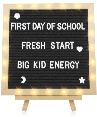 Aulock 10×10 Light up Felt Letter Board with Changeable Letters & Tripod