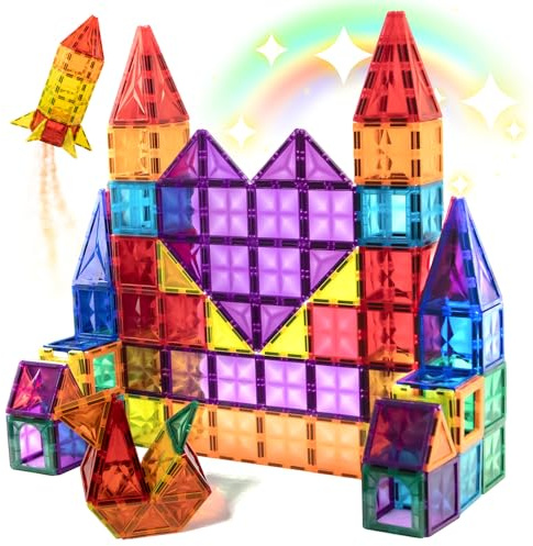 Riswistoy Magnetische Bausteine 78 Teile Kinderspielzeug Magnetspielzeug STEM-Magnetblöcke Magneten Kinder Bauklötze Kinderspielzeug für 3+ Jahre alte Jungen und Mädchen