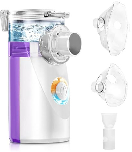 Inhalationsgerät für Kinder und Erwachsene - Inhalator Vernebler Baby, Ultraschall Inhaliergerät für Erkältung, Keine Batterie enthalten,Inhalationsgerät mit 2 Maske und Mundstück（Lila）