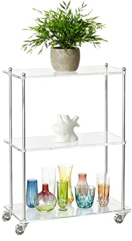 Eventerde Rolltisch aus Acryl, mobiles Aufbewahrungsregal mit 3 Ebenen, Rollwagen für Bar – für Haus, Wohnung, Wohnzimmer, Küche, Badezimmer, Büro, Balkon, Terrasse, Hochzeit