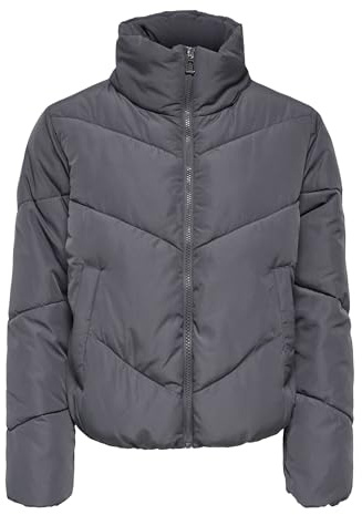 ONLY Damen Daunenjacke Grau X_L | Ohne Ärmel, Kurz, Occasionwear, Bei max. 30 grad im schongang waschen