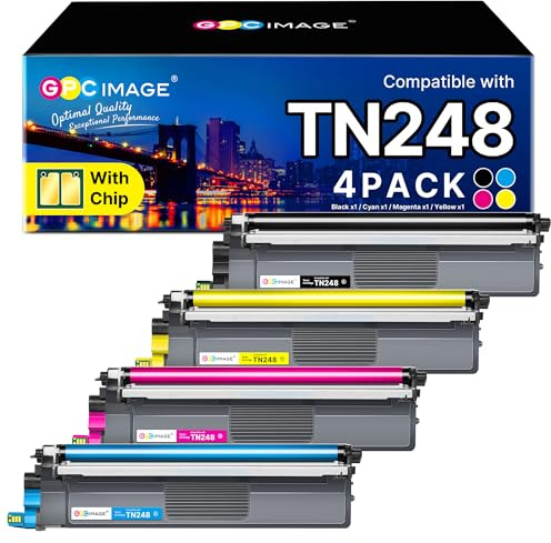 TN248 TN248XL Toner Kompatibel für Brother TN248XL für Brother MFC-L3760cdw | Passend für Brother TN-248XL, MFC-L3740CDW, DCP-L3520CDW, HL-/MFC-Serie, 4er-Pack, hohe Reichweite, scharfes Druckbild