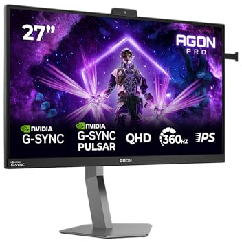AOC AG276QSG2 27 Zoll WQHD USB Hub Gaming Monitor, 360Hz, Fast IPS Panel, 1ms GtG, HDR10, G-Sync Compatible, Höhenverstellung,Lautsprecher,(2560x1440 HDMI 3X 2.1 TMDS DP 1x 1.4) Schwarz