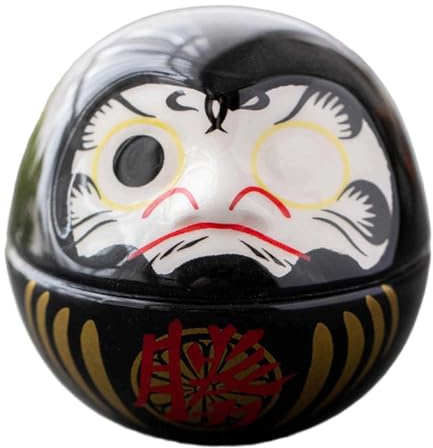 LDDIFHWW Kleine Japanische Daruma Figur Aus – Glücksbringer Und Wunschfigur, Kunstskulptur, Dharma Dekoration für Und Cafés Zum Neuen Jahr, Schwarz