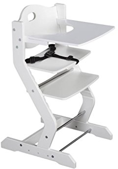 tiSsi® Hochstuhl weiß inkl. Brustbügel, Gurt und Tischplatte Buche