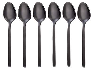 GRÄWE Espressolöffel Lissabon, 6 kleine Löffel, Schwarze Mini-Dessertlöffel, Edelstahl, Titanbeschichtet, spülmaschinengeeignet