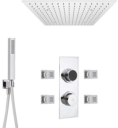 MILANO Digital Thermostatic Mixer Valve 500mm Shower Head Handset Body Jets