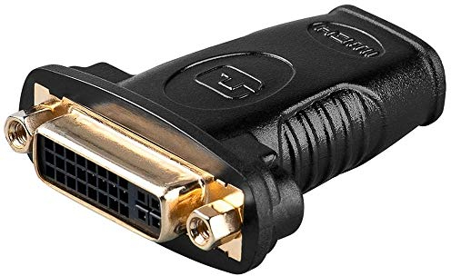 PremiumCord Adaptador HDMI 4K a DVI, contactos chapados en Oro, HDMI Tipo A Hembra a DVI-I Hembra, para 4K UHD 2160p, Full HD 1080p, 3D, Color Negro
