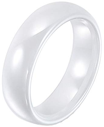 PAURO Damen Herren 6MM Hochglanzpolierter Ring Verlobungsversprechen Hochzeitsband Keramik Weiß Größe 54 (17.2)