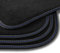 Bär-AfC Auto Fußmatten Premium passend für Mercedes Benz E-Klasse W210 S210 1995-2003, Autoteppiche Velours Schwarz, Nubuk Band Schwarz, Doppelnaht Silber + Blau, Set 4-teilig, MB05187