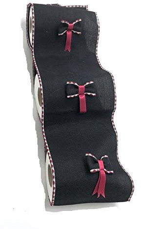 Corredocasa Portarotolo Porta Rotoli Carta Igienica Bagno Multitasca Tinta Unita da Appendere al Muro di Casa o Ufficio con Fiocco Applicato Tessuto Juta Artigianale Prodotto in Italia (Nero)