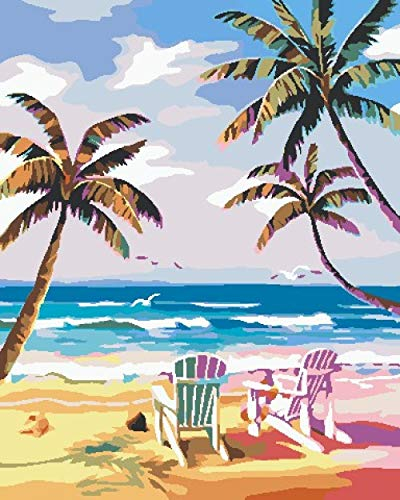 malen nach Zahlen ab 7 Jahre mädchen kleine Geschenke für Kinder Urlaub Strandkorb Mama Geschenk Malen nach Zahlen für Erwachsene Leinen Segeltuch - DIY ölgemälde ölfarben Weihnachten Geschenke