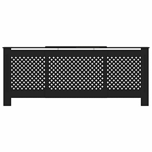 Tidyard Radiator Cover MDF Modern Decorative Cabinet for Home Living Room Adjustable 142-205cm Black Model325556
