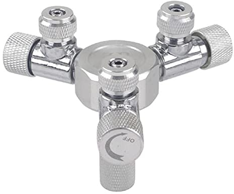 CENPEK Silberfarbenes Metall-3-Wege-Splitter-Reglerventil für Aquariumpflanzen, CO2-Tank