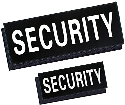 Security Hook and Loop Patch Ultra Reflective Security Patch Durable Fabric Patches for Men Vest, Jacket, Carrier, Gear, Bag, Hat, Black 2 Pack