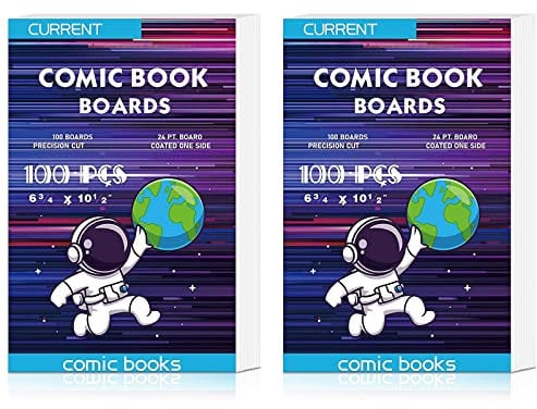 YSCare 200 Comic Book Boards, Current Size Comic Book Boards, Acid-Free Backing Board,Thick and Durable Books Board for Regular Comics Archival (White)