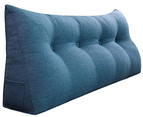 VERCART Cuscino da Lettura per Letto e Divano Ergonomico - Cuscino Schienale Letto Triangolare per la Schiena Utilizzabile Come Testata del Letto, Cuscino a Cuneo per Letto Blu 208