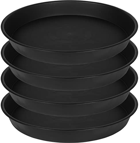 Bleuhome 4 Stück 35.6 cm Untersetzer für Pflanzen, strapazierfähig, langlebig, 35.6 cm, Blumenpflanzen-Untersetzer für Innenbereich, Topfschalen für Pflanzgefäß 30.5 cm/33 cm/35.6 cm cm (Schwarz)