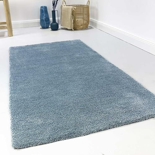 Wecon Home Kuschelig weicher Esprit Hochflor Teppich, bestens geeignet fürs Wohnzimmer, Schlafzimmer und Kinderzimmer LOFT(80 x 150 cm, blau)