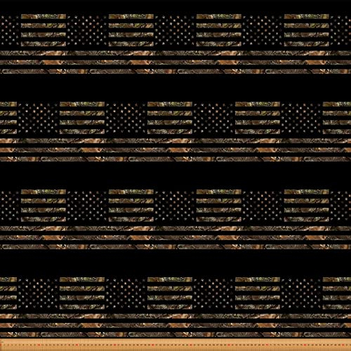 Amerikanische Flagge Tarnung Stoff Meterware Militär Jagd Dekostoff Rustikale Bäume Blätter Tarnung Polsterstoff für Jungen Teenager Kinder Mann Natur Nadelholz Eichenzweige 276 x 150 (HxB)