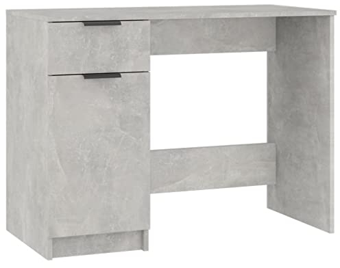 vidaXL Escritorio de Oficina Trabajo Estudio Ordenador Mueble Despacho Cajones Almacenamiento Decorativo Madera Contrachapada Gris Hormigón
