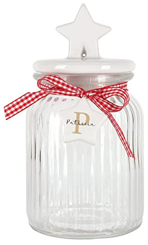 Herz & Heim® Glasdose von Leonardo/Keksdose personalisiert mit Ihrem Wunschnamen zu Weihnachten für Ihre Plätzchen (1, Länglich, 1, Herz)