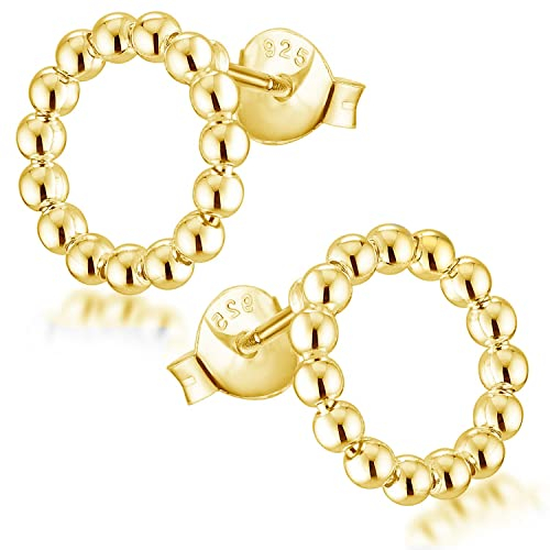 Materia Kreis Ohrstecker Silber 925 vergoldet - Gold Ohrringe Damen SO-408-Gold